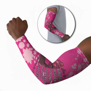 African Women Arm Sleeves Black Beautiful Brave and Bressed - Pink Color