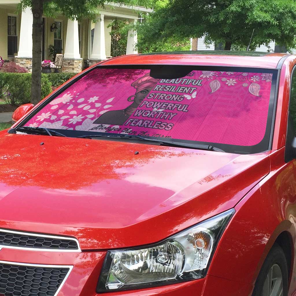 African Women Auto Sun Shade Black Beautiful Brave and Bressed - Pink Color