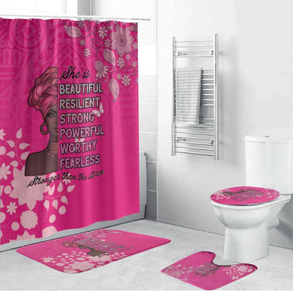 African Women Bathroom Set Black Beautiful Brave and Bressed - Pink Color