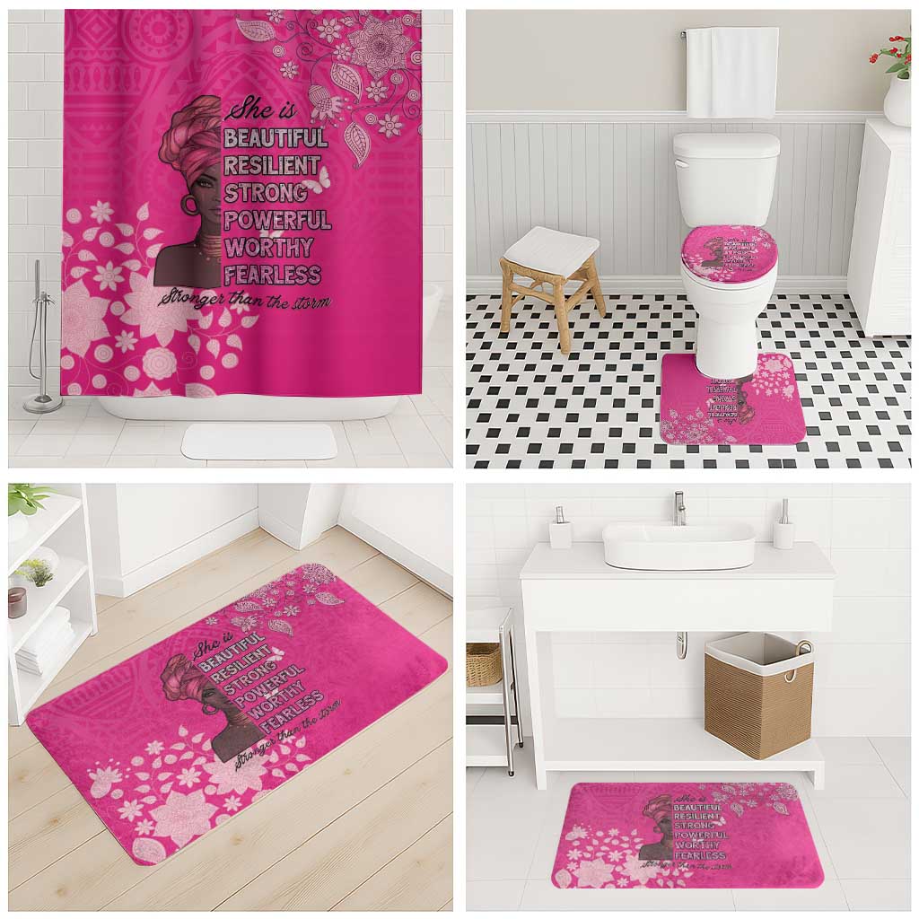 African Women Bathroom Set Black Beautiful Brave and Bressed - Pink Color