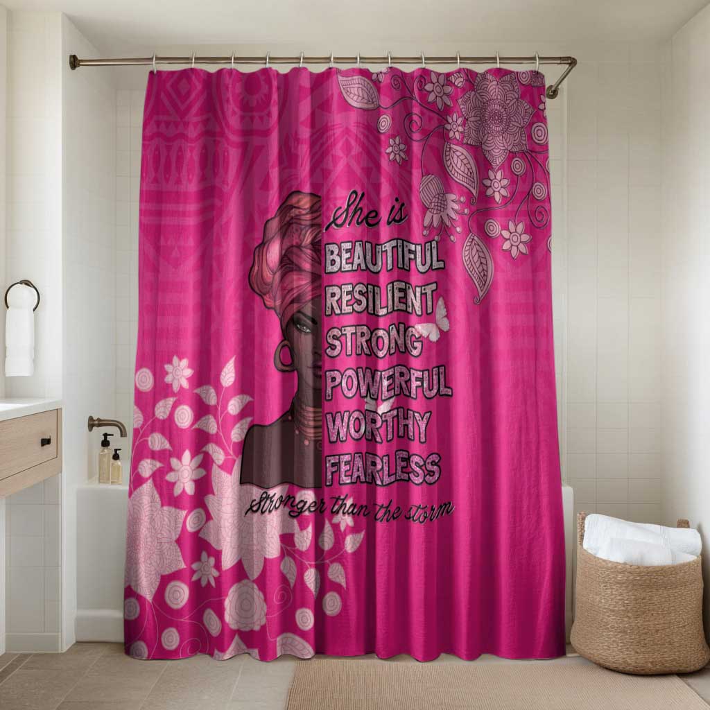 African Women Bathroom Set Black Beautiful Brave and Bressed - Pink Color