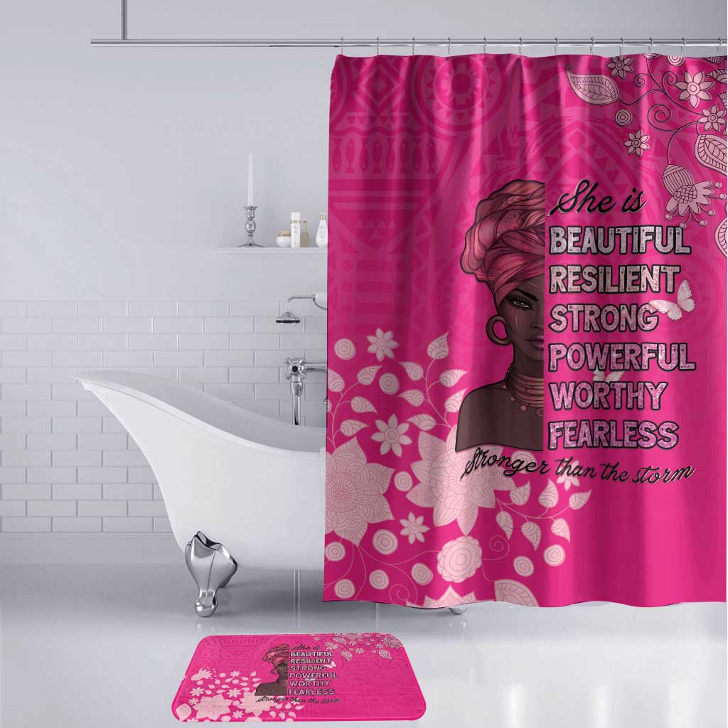 African Women Bathroom Set Black Beautiful Brave and Bressed - Pink Color