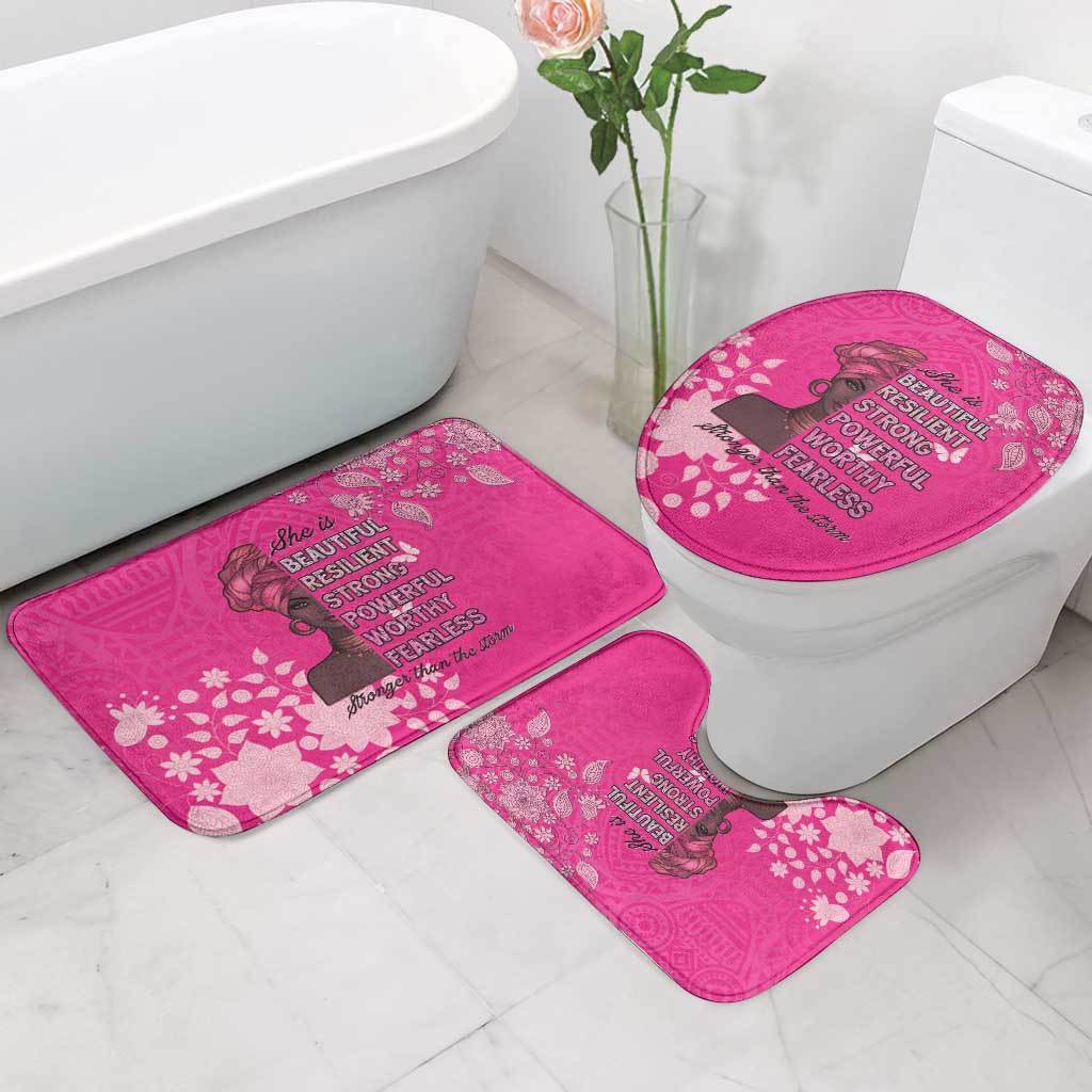 African Women Bathroom Set Black Beautiful Brave and Bressed - Pink Color