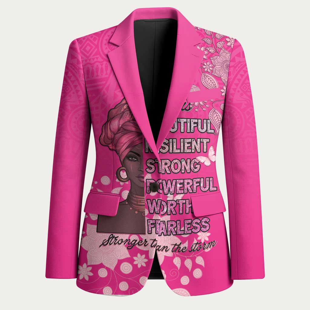African Women Blazer Black Beautiful Brave and Bressed - Pink Color