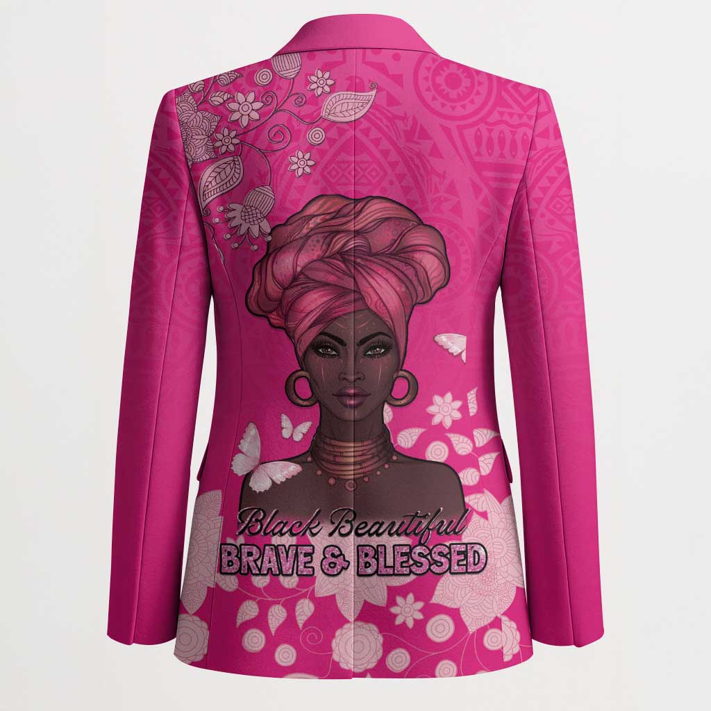 African Women Blazer Black Beautiful Brave and Bressed - Pink Color