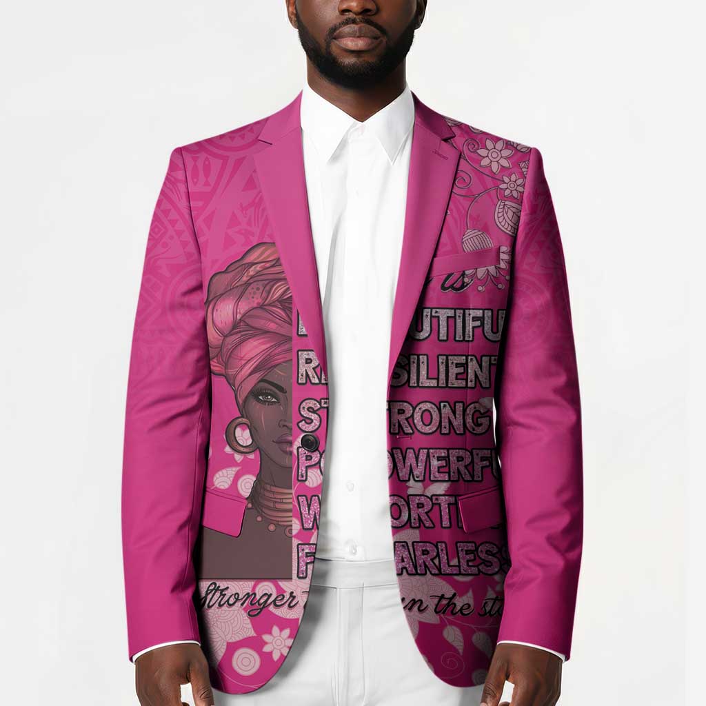 African Women Blazer Black Beautiful Brave and Bressed - Pink Color