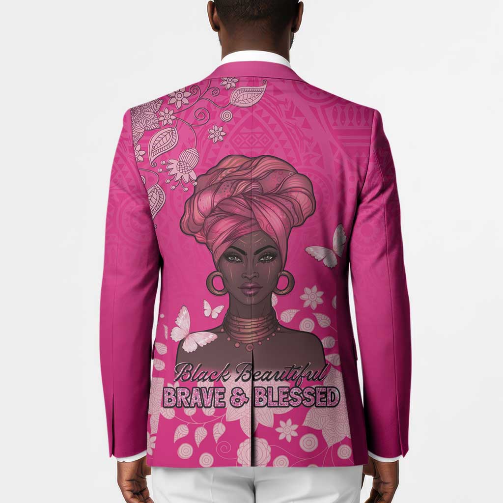 African Women Blazer Black Beautiful Brave and Bressed - Pink Color