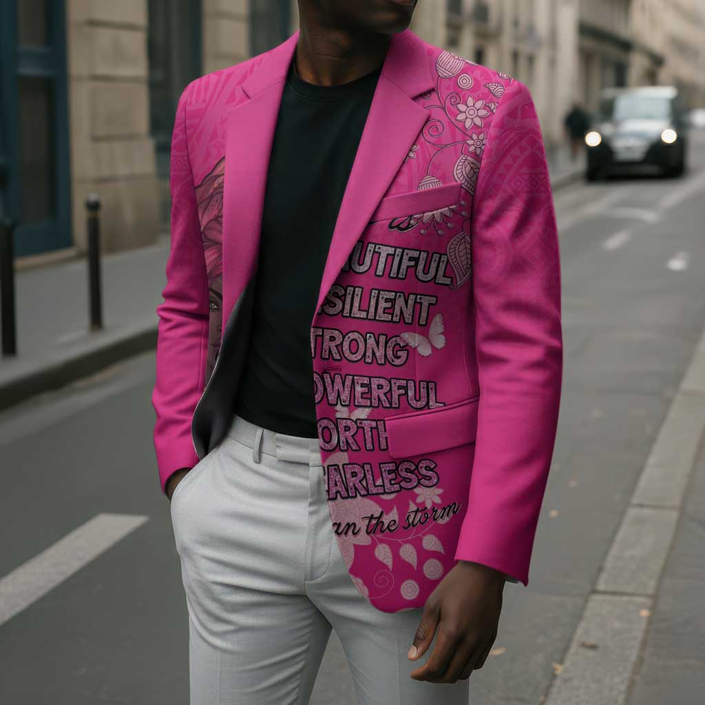 African Women Blazer Black Beautiful Brave and Bressed - Pink Color