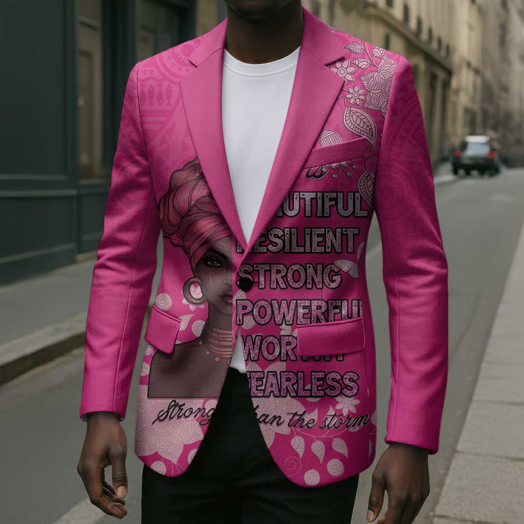 African Women Blazer Black Beautiful Brave and Bressed - Pink Color