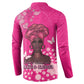 African Women Button Sweatshirt Black Beautiful Brave and Bressed - Pink Color