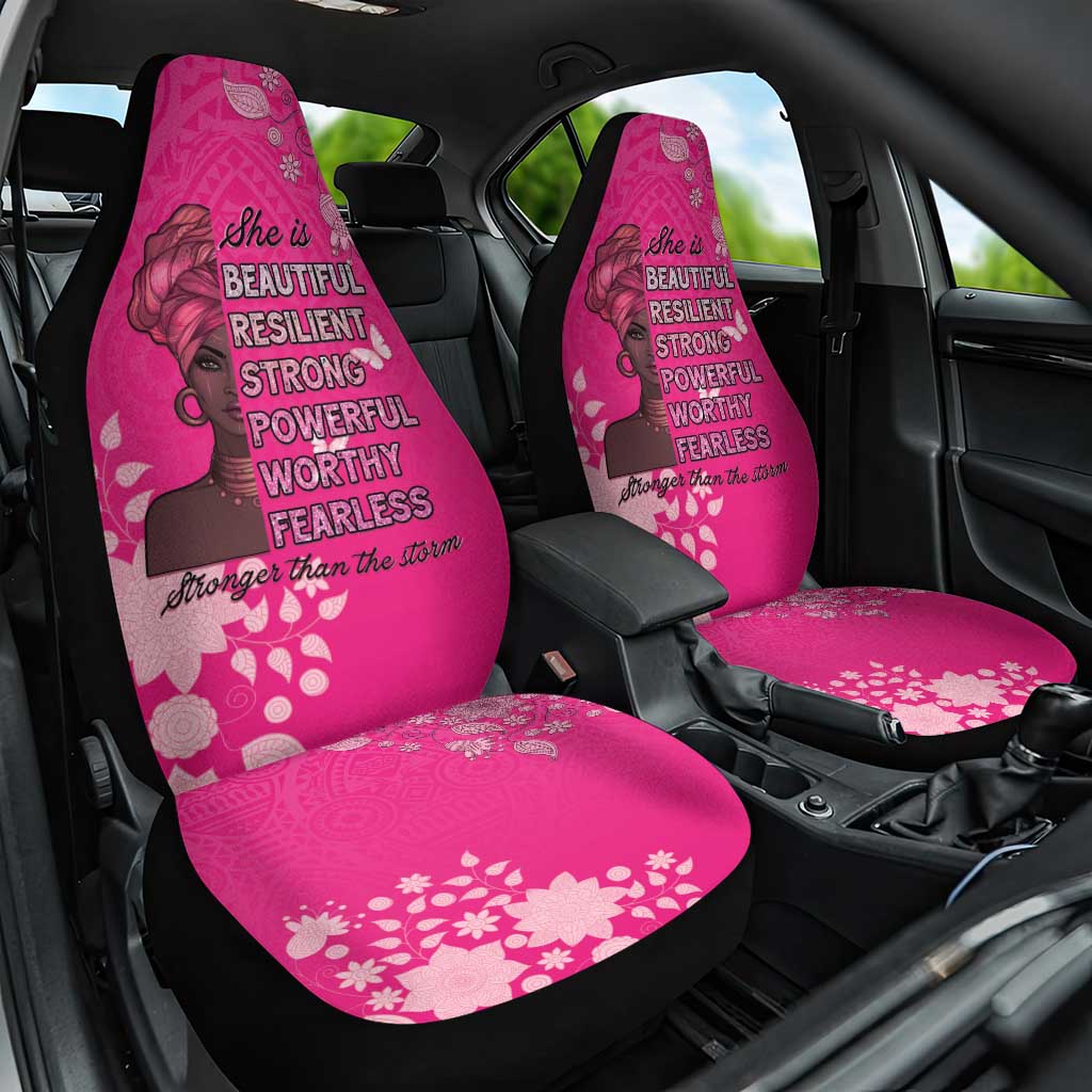 African Women Black Beautiful Brave and Bressed - Pink Color Car Seat Cover - African Pride
