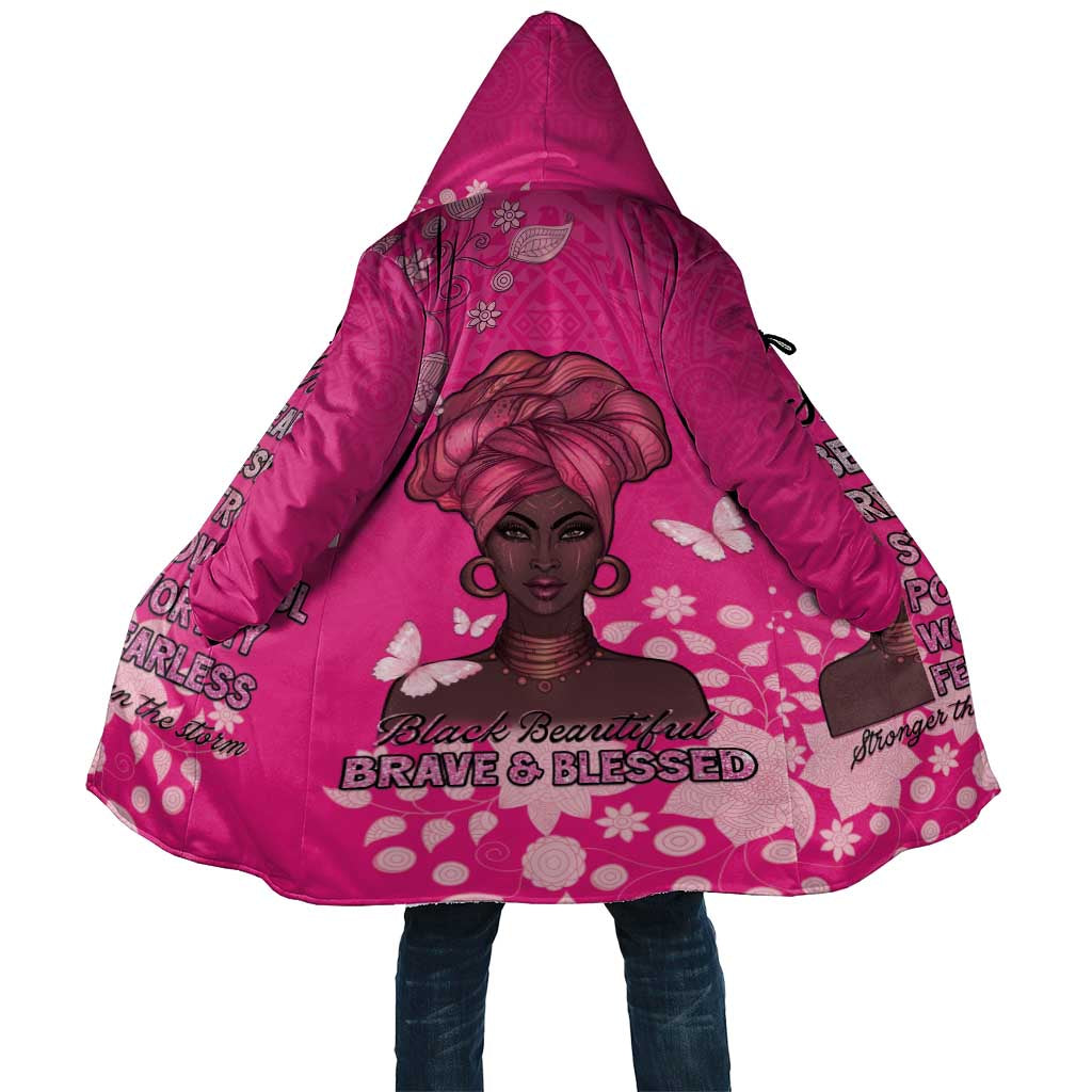 African Women Cloak Black Beautiful Brave and Bressed - Pink Color
