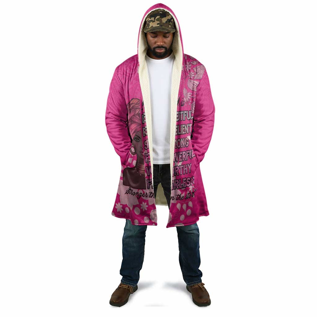 African Women Cloak Black Beautiful Brave and Bressed - Pink Color
