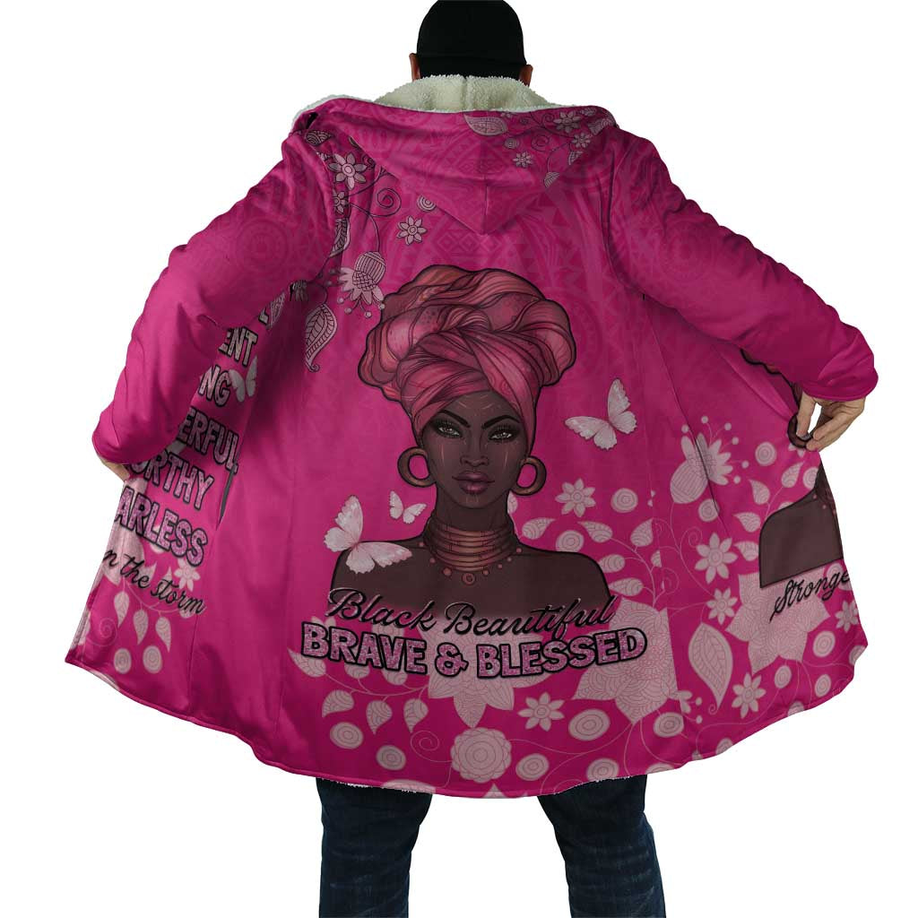 African Women Cloak Black Beautiful Brave and Bressed - Pink Color