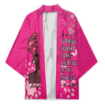 African Women Kimono Black Beautiful Brave and Bressed - Pink Color