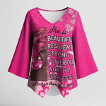 African Women Kimono Sleeve Blouse Black Beautiful Brave and Bressed - Pink Color