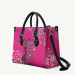 African Women Leather Bag Black Beautiful Brave and Bressed - Pink Color