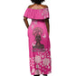 African Women Black Beautiful Brave and Bressed - Pink Color Off Shoulder Maxi Dress - African Pride