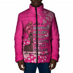 African Women Padded Jacket Black Beautiful Brave and Bressed - Pink Color
