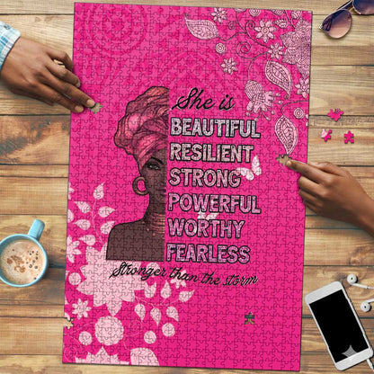 African Women Puzzle Black Beautiful Brave and Bressed - Pink Color