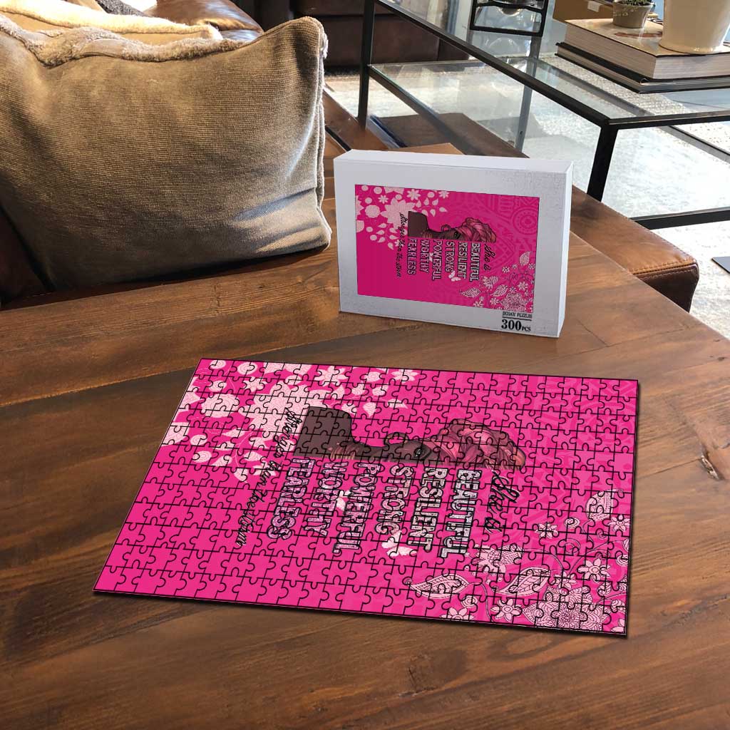 African Women Puzzle Black Beautiful Brave and Bressed - Pink Color