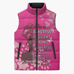 African Women Sleeveless Puffer Jacket Black Beautiful Brave and Bressed - Pink Color