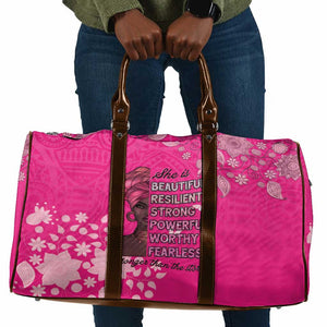African Women Travel Bag Black Beautiful Brave and Bressed - Pink Color