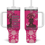 African Women Black Beautiful Brave and Bressed - Pink Color Tumbler With Handle - African Pride