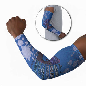 African Women Arm Sleeves Black Beautiful Brave and Bressed - Blue Color