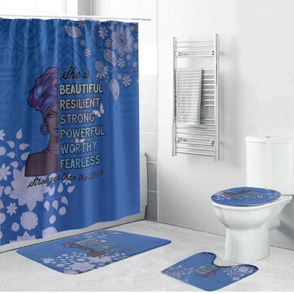 African Women Bathroom Set Black Beautiful Brave and Bressed - Blue Color