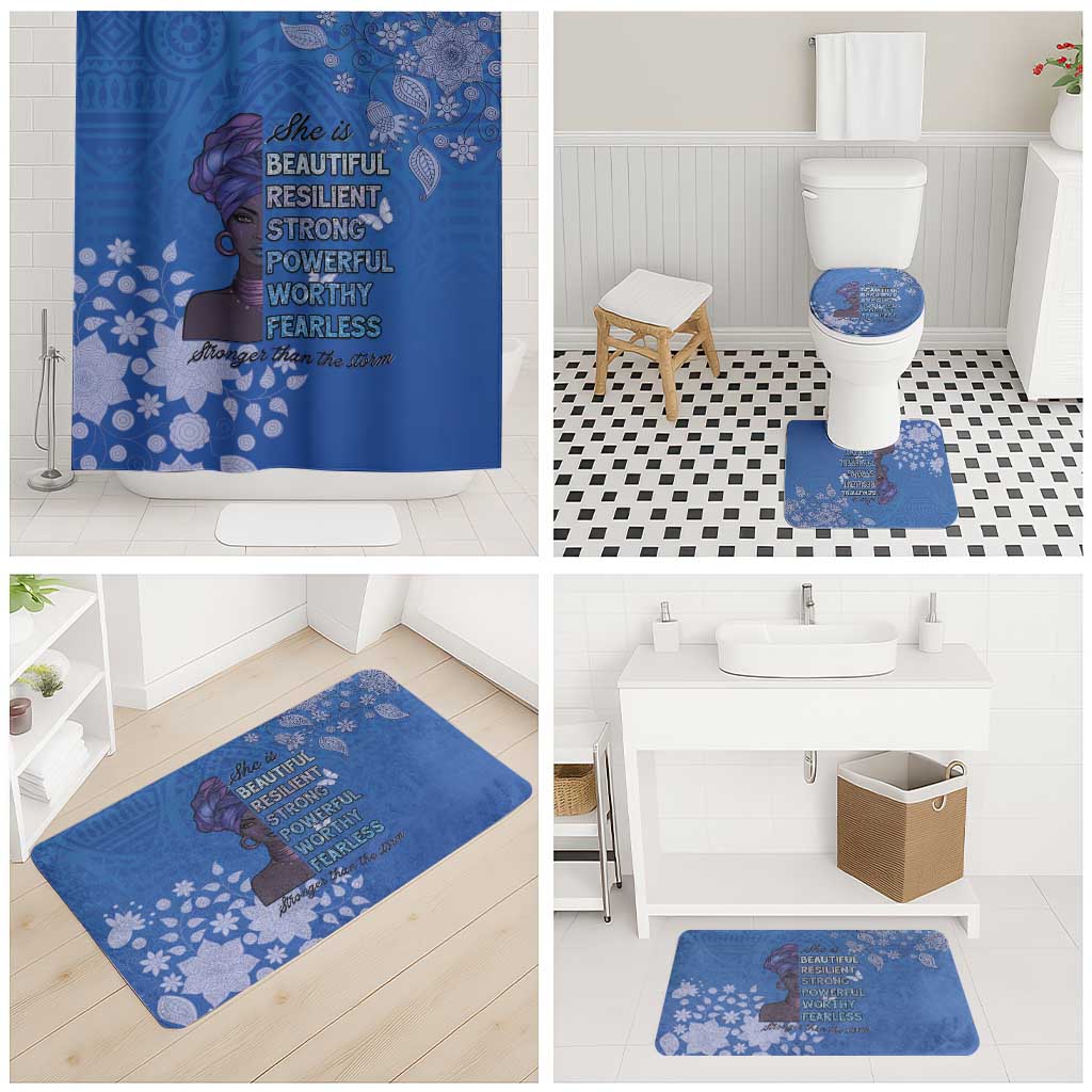 African Women Bathroom Set Black Beautiful Brave and Bressed - Blue Color