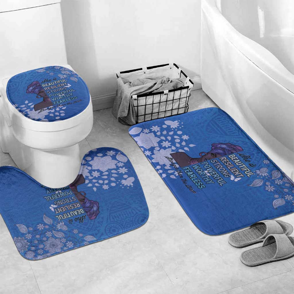 African Women Bathroom Set Black Beautiful Brave and Bressed - Blue Color