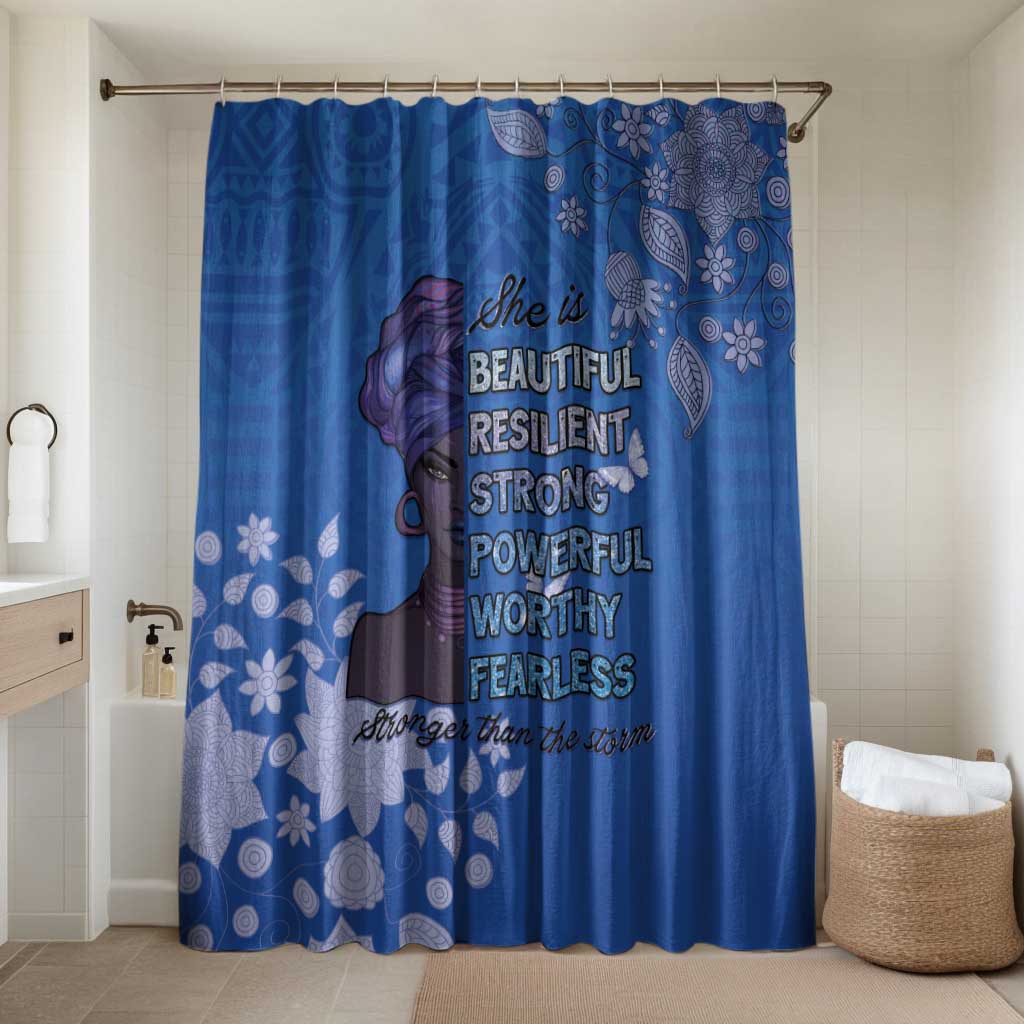 African Women Bathroom Set Black Beautiful Brave and Bressed - Blue Color