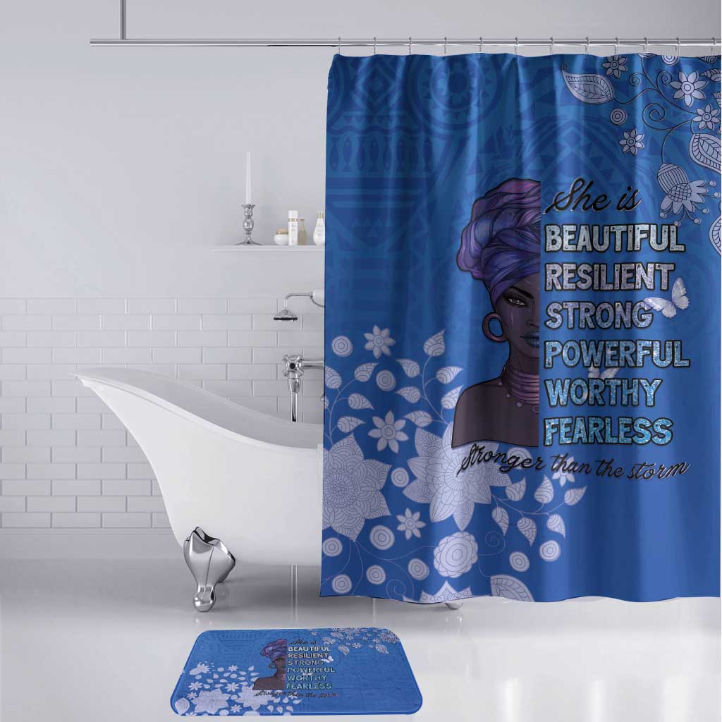 African Women Bathroom Set Black Beautiful Brave and Bressed - Blue Color