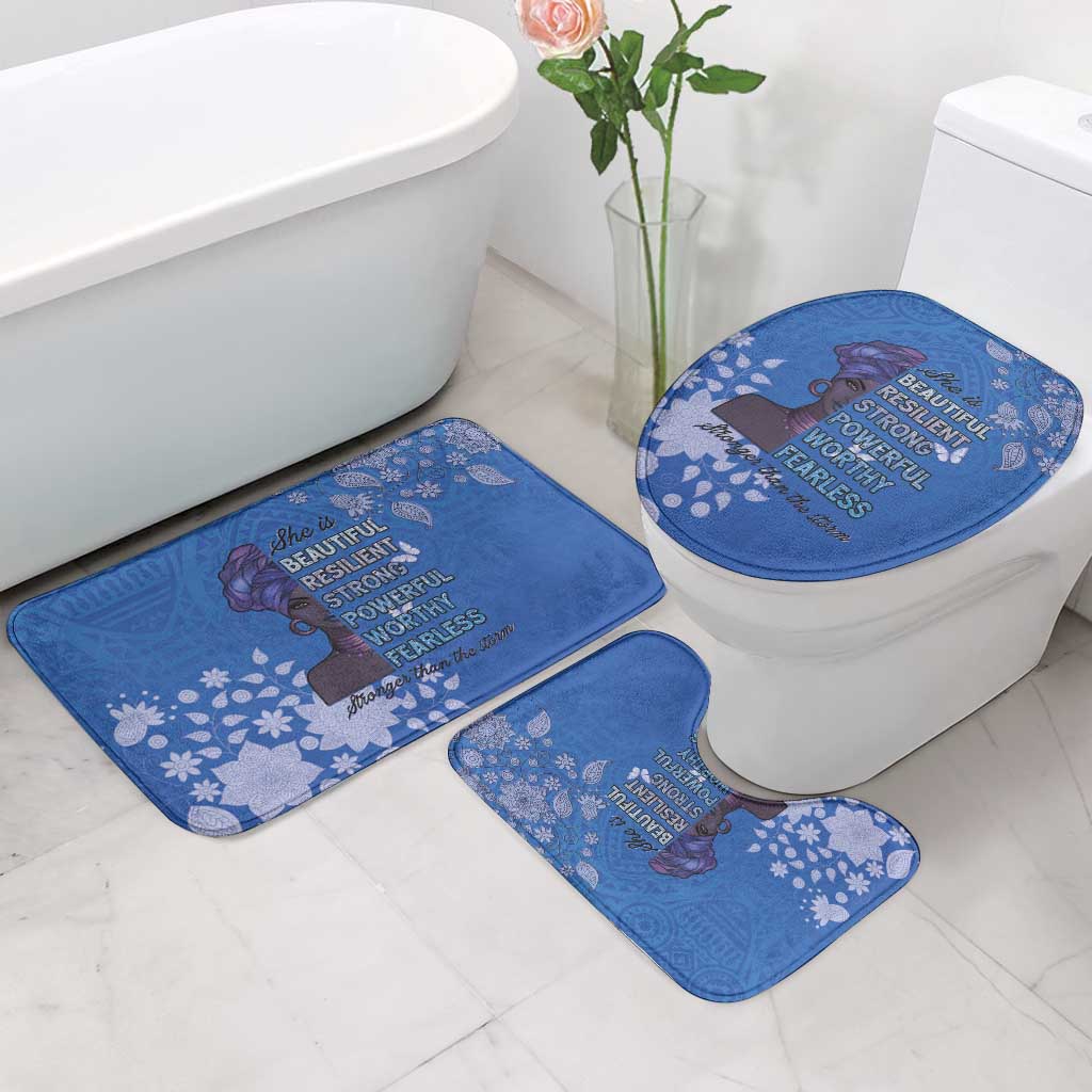 African Women Bathroom Set Black Beautiful Brave and Bressed - Blue Color