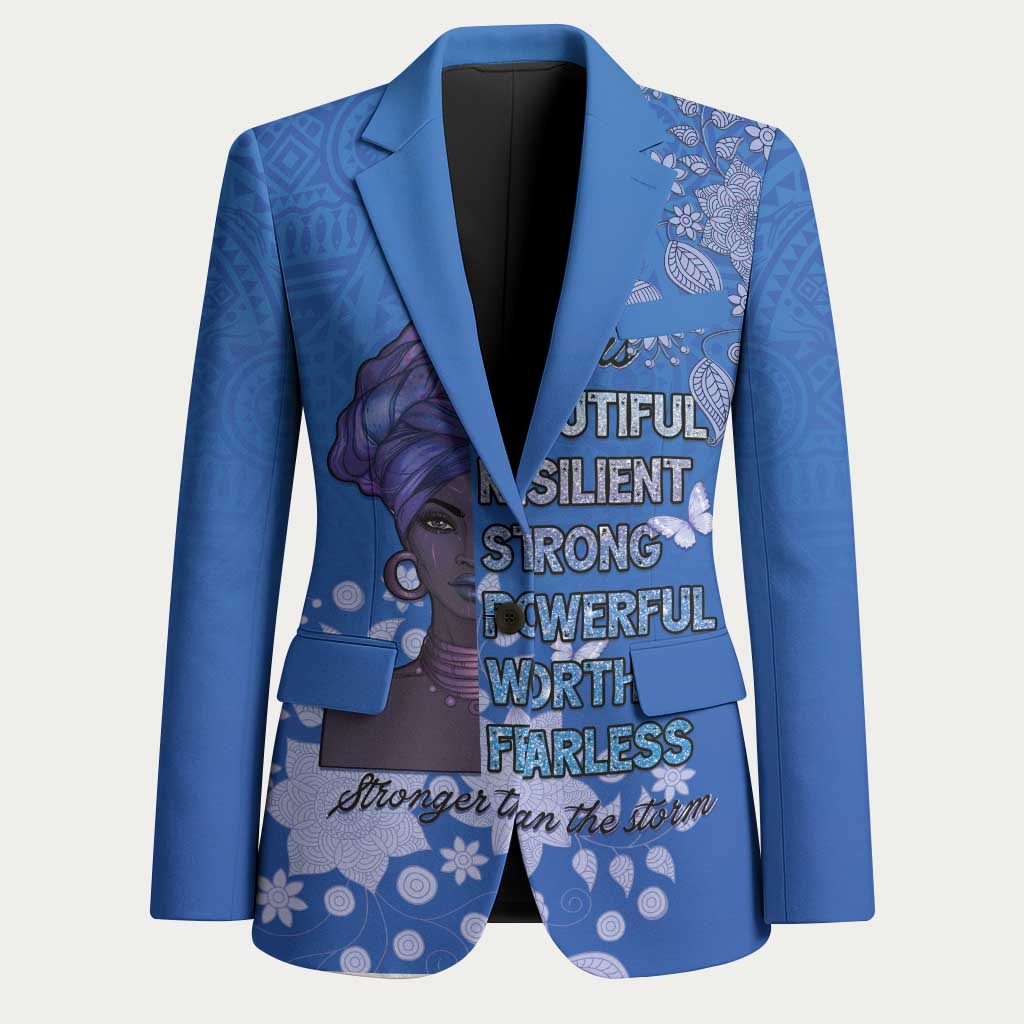 African Women Blazer Black Beautiful Brave and Bressed - Blue Color