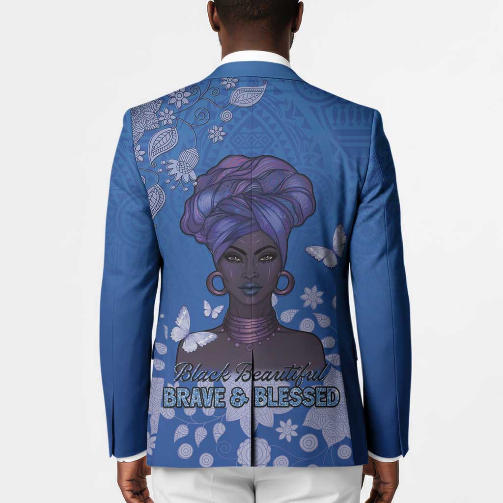 African Women Blazer Black Beautiful Brave and Bressed - Blue Color