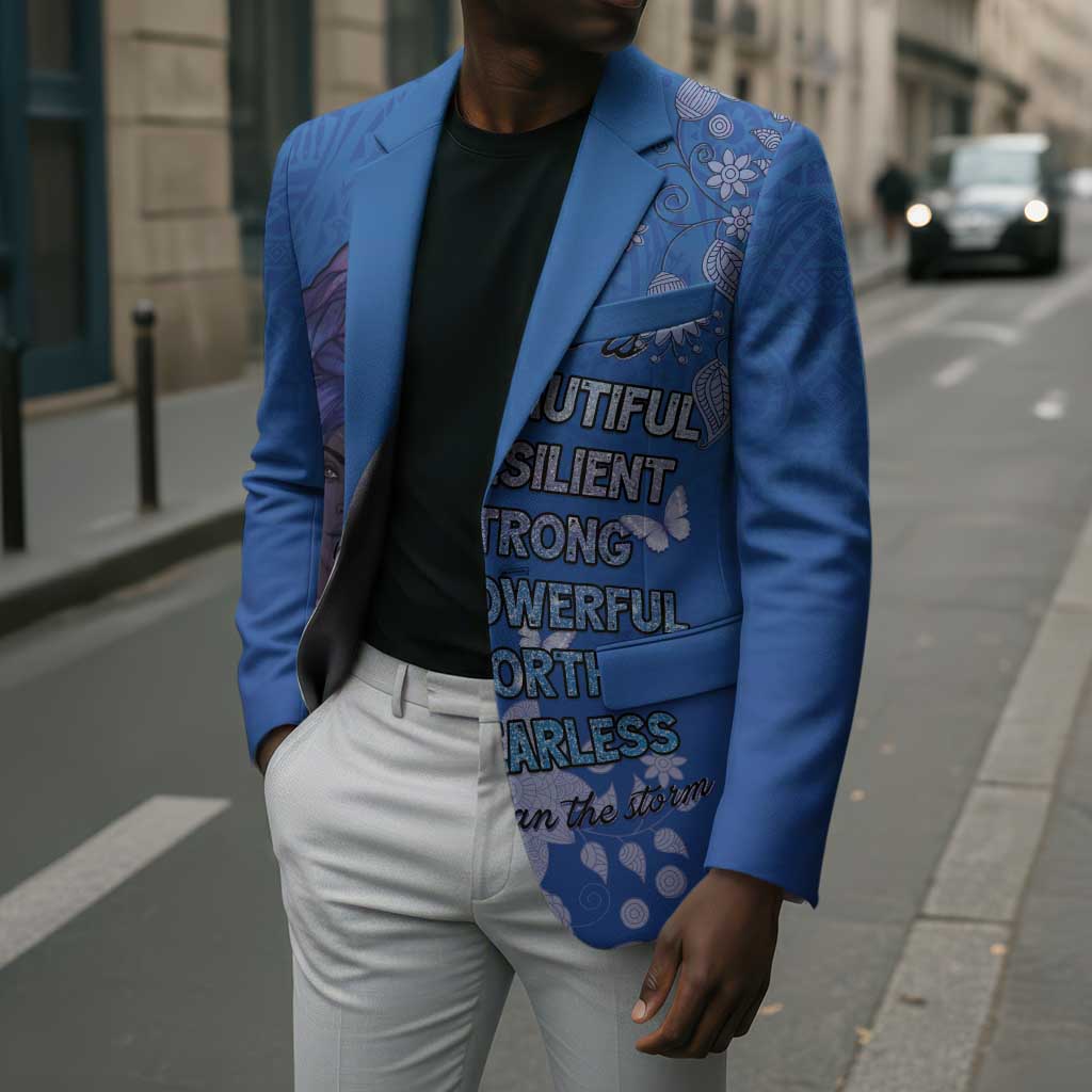 African Women Blazer Black Beautiful Brave and Bressed - Blue Color
