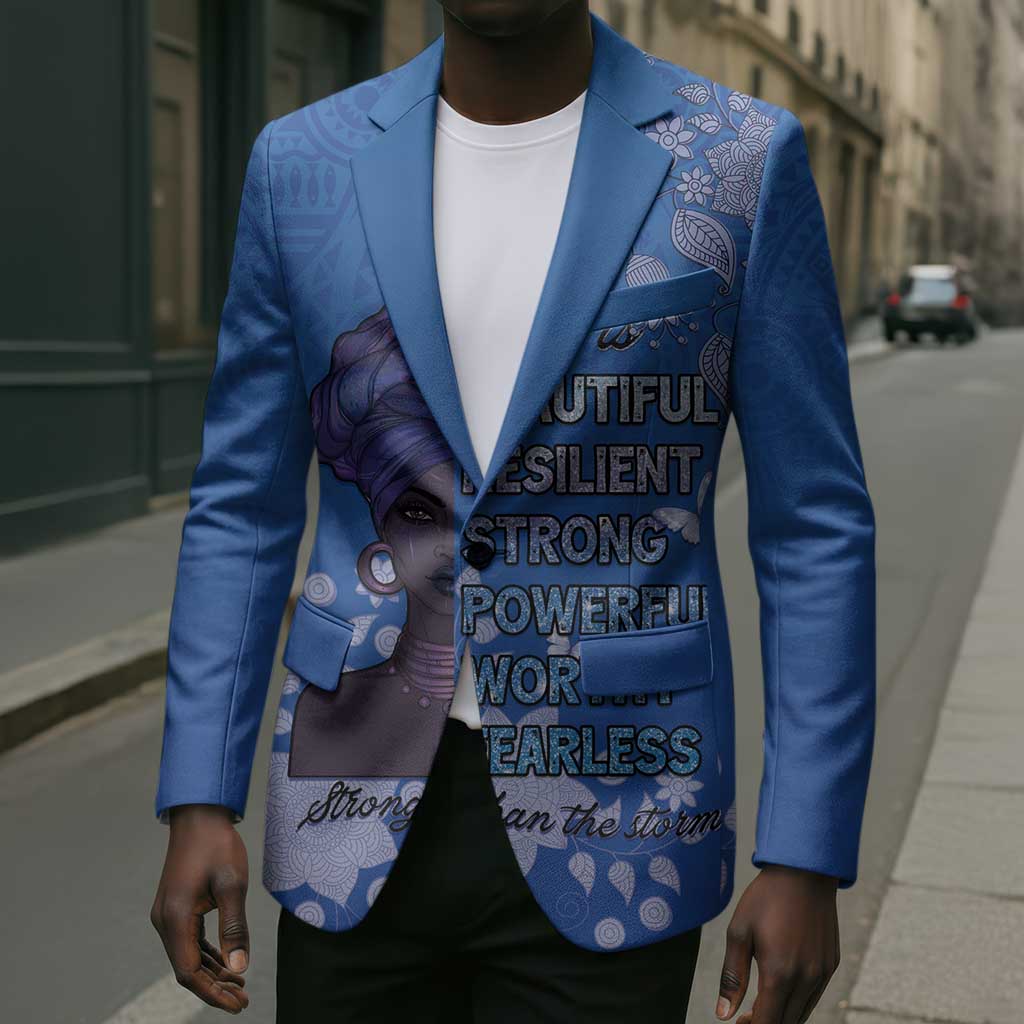 African Women Blazer Black Beautiful Brave and Bressed - Blue Color