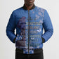 African Women Bomber Puffer Jacket Black Beautiful Brave and Bressed - Blue Color