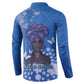 African Women Button Sweatshirt Black Beautiful Brave and Bressed - Blue Color
