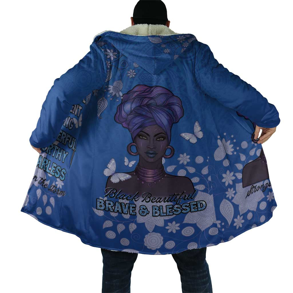 African Women Cloak Black Beautiful Brave and Bressed - Blue Color