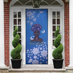 African Women Door Cover Black Beautiful Brave and Bressed - Blue Color
