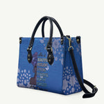 African Women Leather Bag Black Beautiful Brave and Bressed - Blue Color