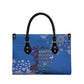 African Women Leather Bag Black Beautiful Brave and Bressed - Blue Color