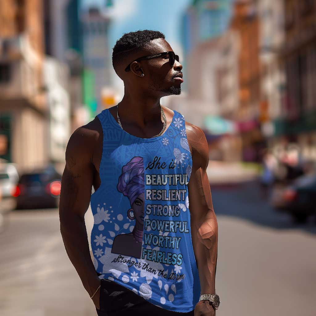 African Women Black Beautiful Brave and Bressed - Blue Color Men Tank Top - African Pride