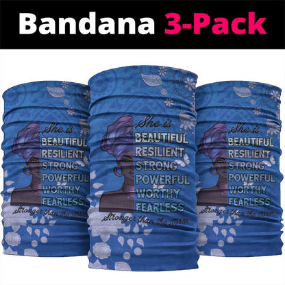 African Women Black Beautiful Brave and Bressed - Blue Color Neck Gaiter LT15