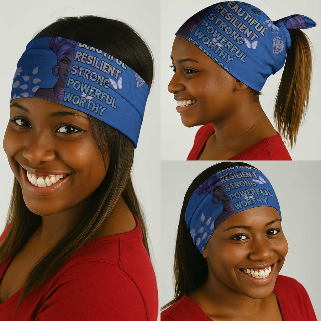 African Women Black Beautiful Brave and Bressed - Blue Color Neck Gaiter LT15