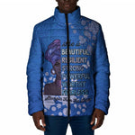 African Women Padded Jacket Black Beautiful Brave and Bressed - Blue Color