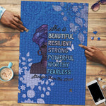 African Women Puzzle Black Beautiful Brave and Bressed - Blue Color